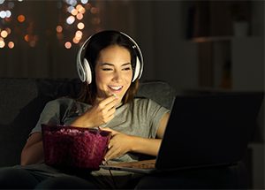 woman watching online TV