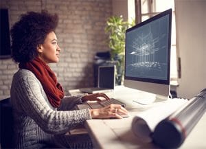 woman working at PC